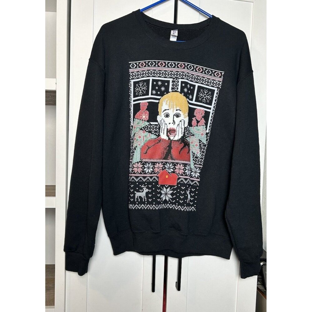 Jerzees Home‎ Alone Kevin Christmas Sweatshirt Black Size Medium